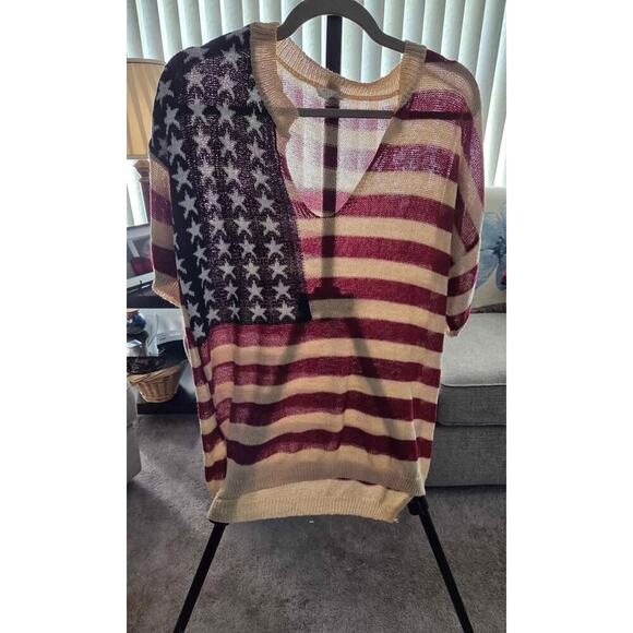Firework Ready Star-Spangled Oversized Knit Top Medium - Picture 2 of 5